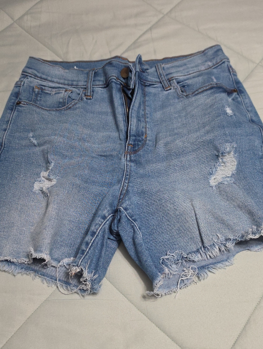 a.n.a Light Blue Distressed Denim Shorts